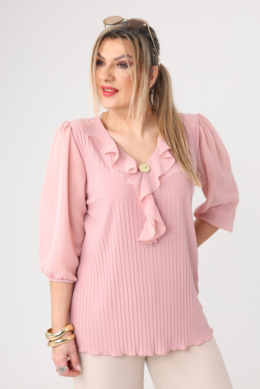 Elegancka bluzka wizytowa damska plus size żabot