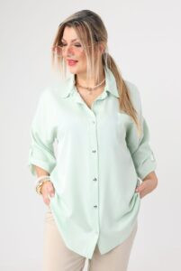 Elegancka koszula damska plus size miętowa