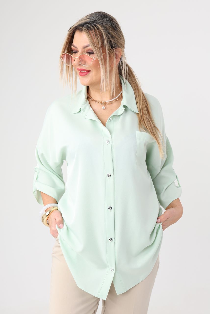 Elegancka koszula damska plus size miętowa