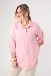 Elegancka koszula damska plus size różowa