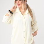 Elegancka koszula damska plus size żółta