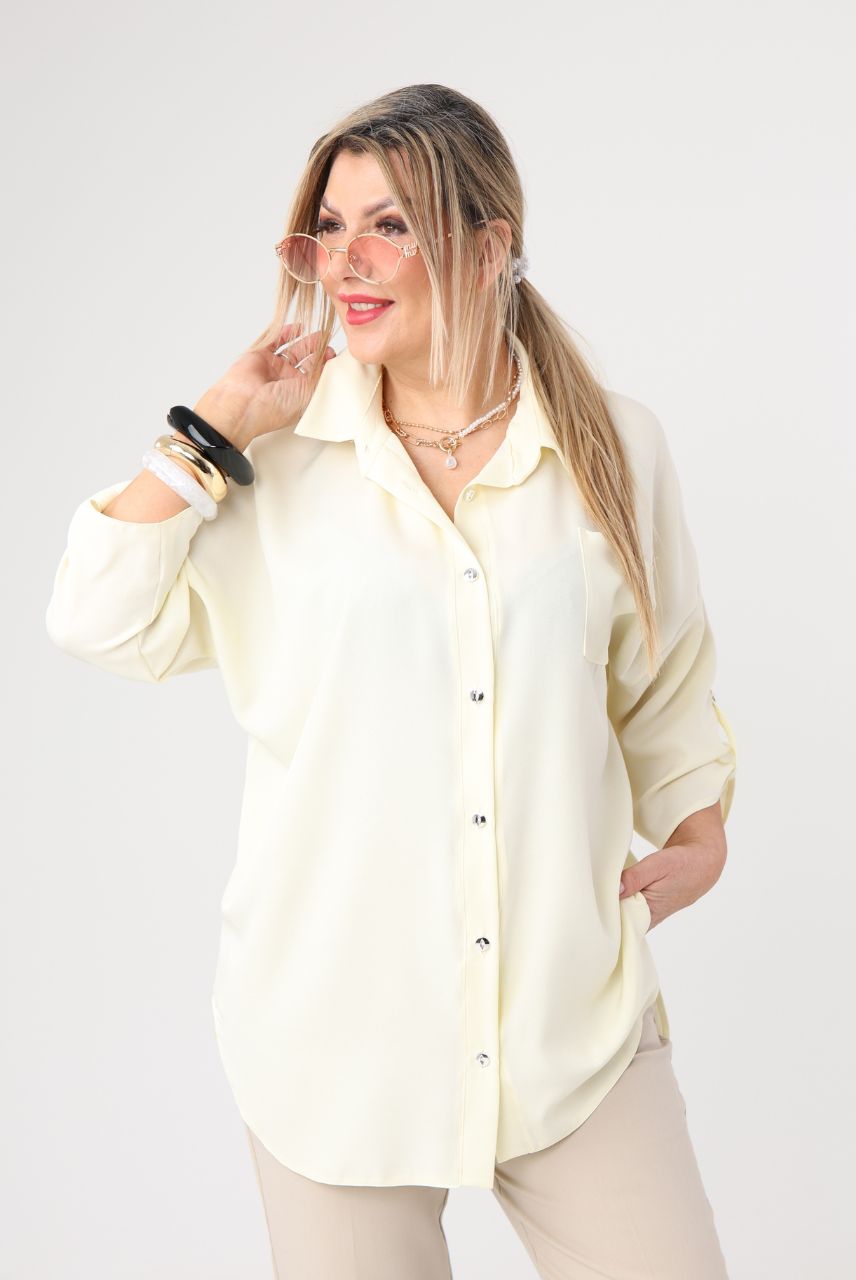 Elegancka koszula damska plus size żółta