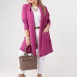 Kardigan damski XXL amarantowy – moda dla puszystych