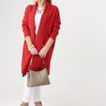 Kardigan damski XXL czerwony – moda dla puszystych