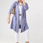 Kardigan damski XXL fioletowy – moda dla puszystych