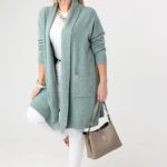 Kardigan damski XXL miętowy – moda dla puszystych