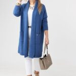 Kardigan damski XXL niebieski – moda dla puszystych