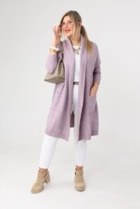 Kardigan damski XXL różowy – moda dla puszystych