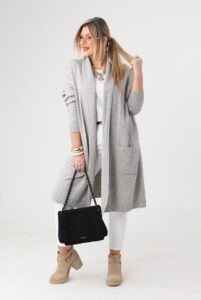 Kardigan damski XXL szary – moda dla puszystych