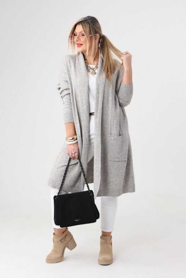 Kardigan damski XXL szary – moda dla puszystych