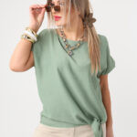 Khaki elegancka bluzka damska plus size 44-52