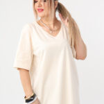 Luźna bluzka damska plus size krótki rękaw