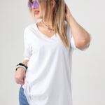 Luźna bluzka damska plus size krótki rękaw