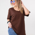 Luźna bluzka damska plus size krótki rękaw