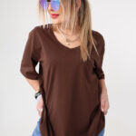 Luźna bluzka damska plus size krótki rękaw