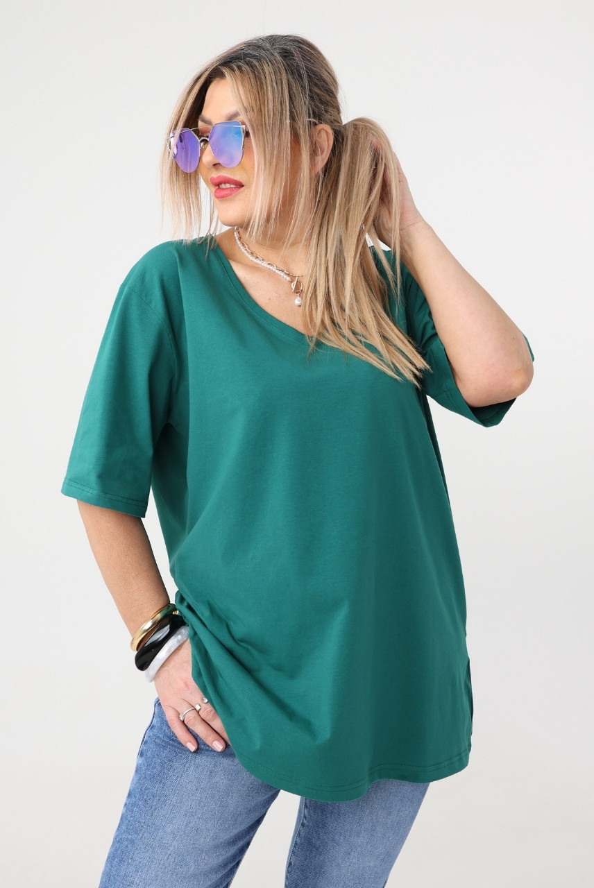 Luźna bluzka damska plus size krótki rękaw