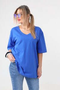 Luźna bluzka damska plus size krótki rękaw