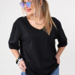 Luźna bluzka damska plus size krótki rękaw