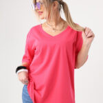 Luźna bluzka damska plus size krótki rękaw