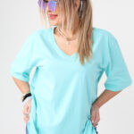 Luźna bluzka damska plus size krótki rękaw