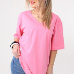 Luźna bluzka damska plus size krótki rękaw