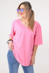 Luźna bluzka damska plus size krótki rękaw