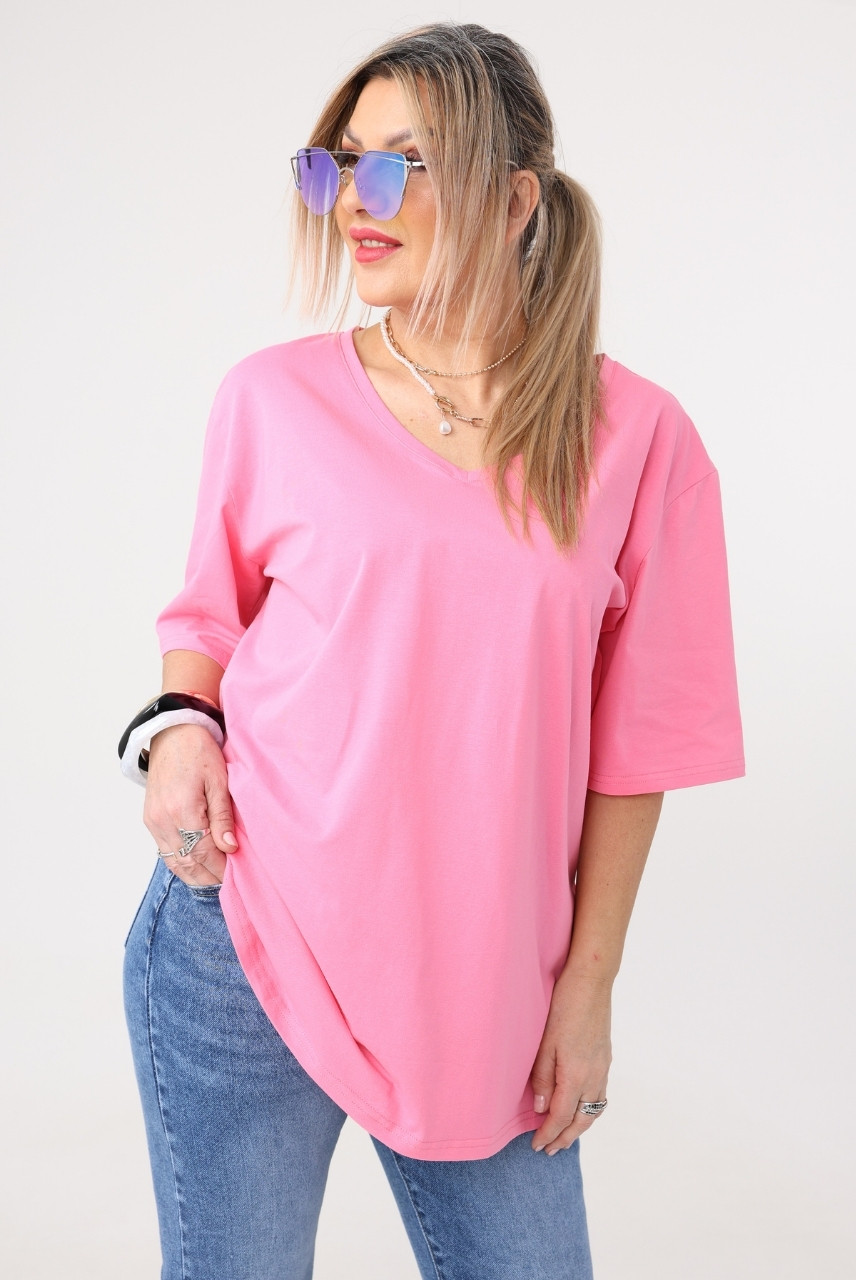 Luźna bluzka damska plus size krótki rękaw