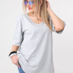 Luźna bluzka damska plus size krótki rękaw
