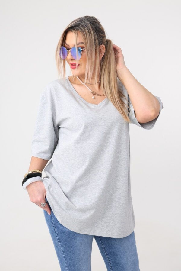 Luźna bluzka damska plus size krótki rękaw