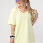 Luźna bluzka damska plus size krótki rękaw