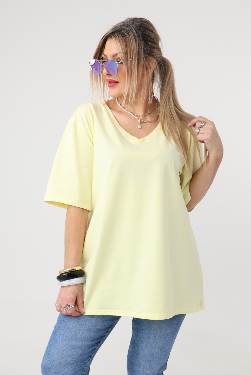 Luźna bluzka damska plus size krótki rękaw