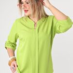 Elegancka bluzka w dużym rozmiarze pistacjowa – moda plus size