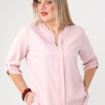 Elegancka bluzka w dużym rozmiarze różowa – moda plus size