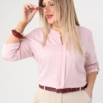 Elegancka bluzka w dużym rozmiarze różowa – moda plus size