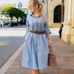 Sukienka jeansowa z paskiem vintage denim