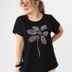 T-shirt damski plus size czarny 44-46