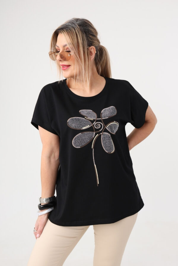 T-shirt damski plus size czarny 44-46