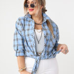 Bawełniana koszula w kratę plus size niebieska 42-50 (4)