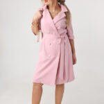 Elegancka sukienka marynarkowa plus size różowa 42-50