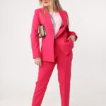 Elegancki garnitur damski plus size amarantowy 42-52 (1)