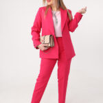 Elegancki garnitur damski plus size amarantowy 42-52