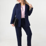 Elegancki garnitur damski plus size granatowy 42-52 (2)