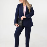 Elegancki garnitur damski plus size granatowy 42-52 (3)