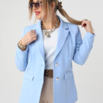 Żakiet damski plus size klasyczny niebieski 42-50