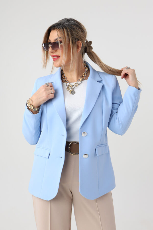 Żakiet damski plus size klasyczny niebieski 42-50