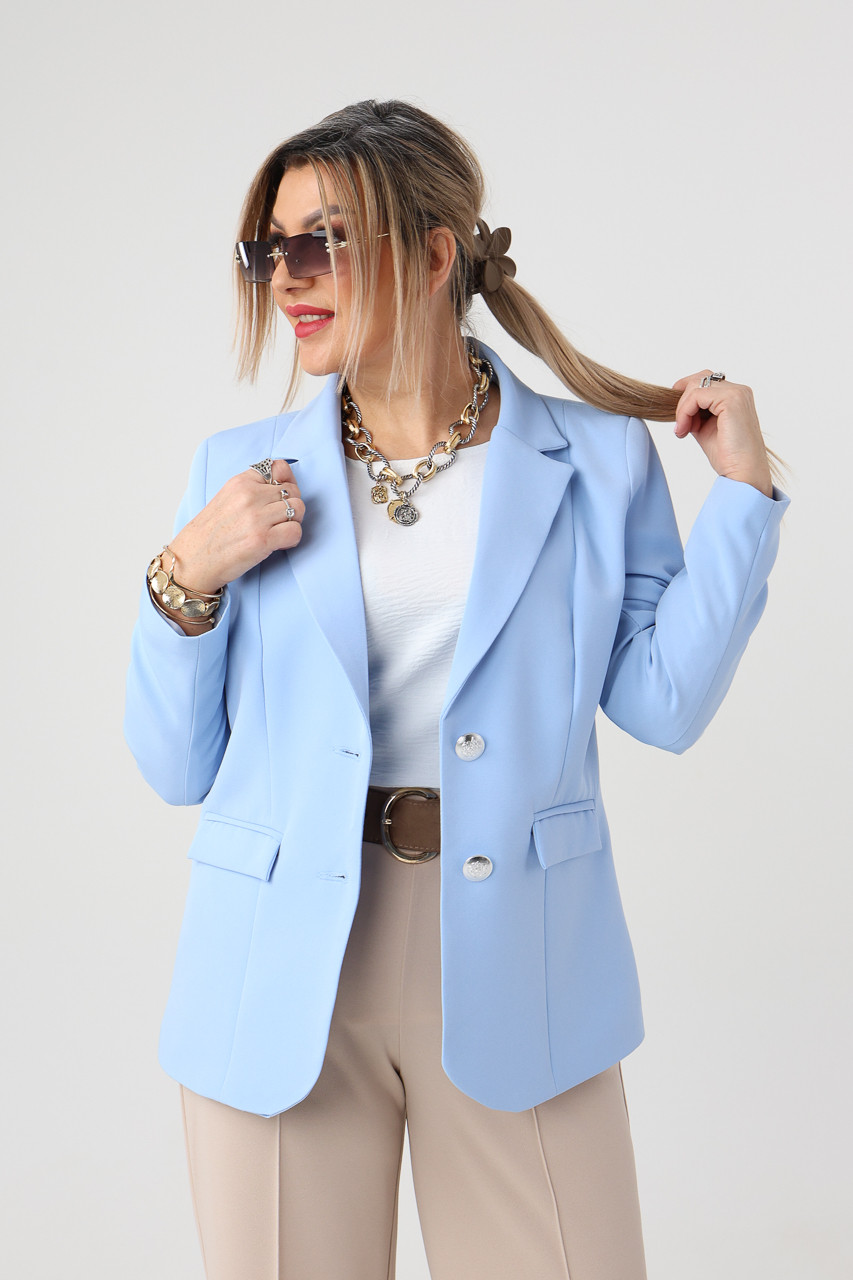 Żakiet damski plus size klasyczny niebieski 42-50