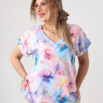 Pastelowa bluzka damska plus size z krótkim rękawem 44-54
