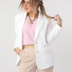 Żakiet damski plus size klasyczny kremowy 42-50