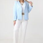 Zamszowy żakiet damski duże rozmiary błękitny (1)