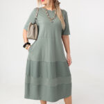 Zwiewna sukienka trapezowa PLUS SIZE zielona 44-50